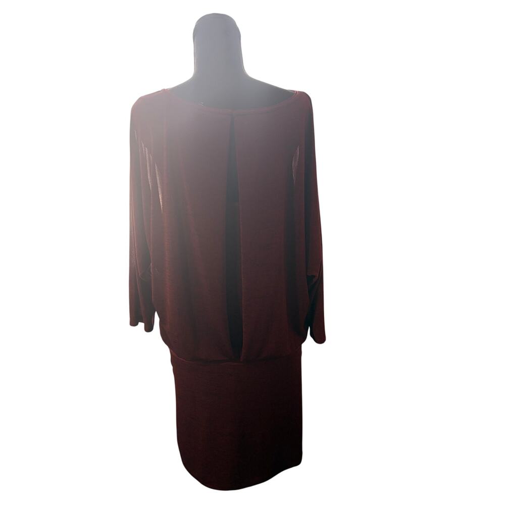 White House Black Market Burgundy Dolman Sleeve Dress size Medium - Picture 3 of 7